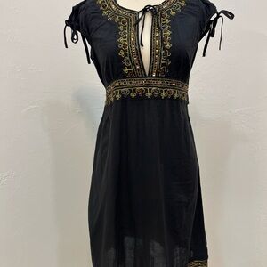 At Last Black Dress with Gold Embroidery